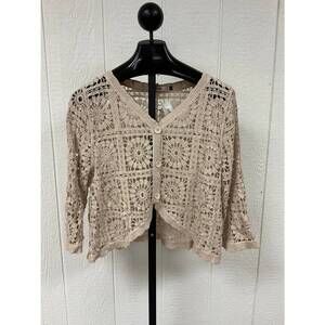 NEW ORIGAMI women's crochet cardigan in taupe